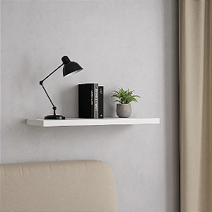 01 Prateleira MDF 25X10 + Suporte Flutuante Decoração Branco Cód.1311