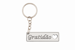 75 Chaveiros Mdf 3mm Gratidão Coração Vazado Branco Cód.1405
