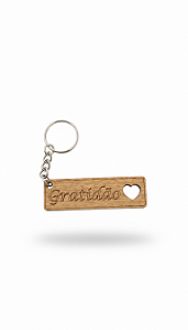25 Chaveiros Mdf 3mm Gratidão Coração Vazado CRU Cód.1405
