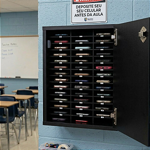 Caixa Guarda Celular Escola Tranca 42 Celulares Organizador