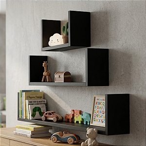 Kit 3 Nicho Prateleira U 30/60/90 Sala Mdf Decoração Cozinha