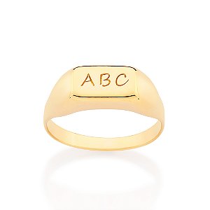 Anel Abc Banhado A Ouro 18K