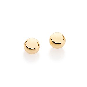 Brinco Folheado A Ouro 18K, Modelo Bolinha Lisa De 4 Mm. Ideal Para Uso Infantil, Adulto E Segundo Furo.