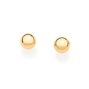 Brinco Bola Infantil Banhado A Ouro 18K Liso