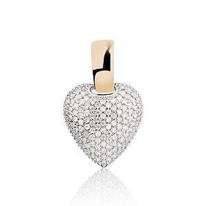 Pingente Coração Banhado A Ouro 18K Cravejado Com Zircônias E Aplicação De Ródio