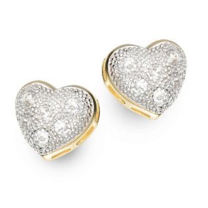 Brinco Coração Banhado A Ouro 18K Cravejado Com Zircônias E Aplicação De Ródio