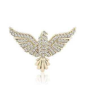 Pingente pássaro banhado a ouro 18k com microzirconias
