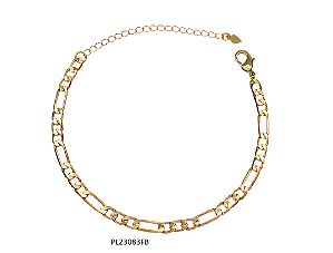 Pulseira elo diamantado banhada a ródio