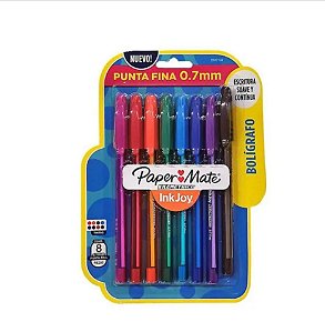 Caneta Kilometrica 100 colorida 0.7mm papermate Blister 8 und