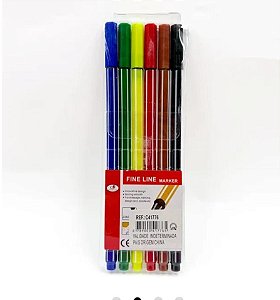 Caneta Fine liner color 6 cores