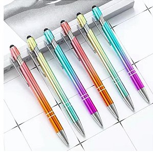 Caneta LUXO metálica touch clic degradê UND aleatorio