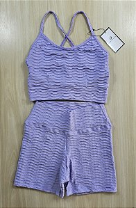 Conjunto de Short Texturizado Onda - Lilás M (com top modelo Energia)