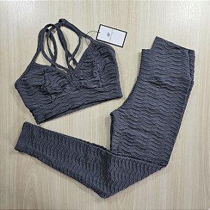 Conjunto de Legging Texturizado Ondas - M (com top modelo Ritmo)