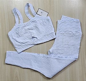 Conjunto de Legging Texturizado Ondas - GG (com top modelo Dedicação)