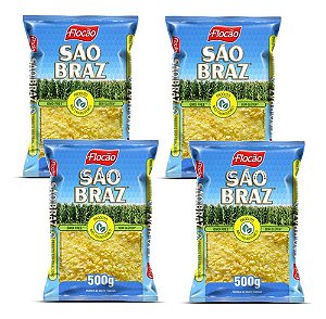 4 Flocão De Milho 500g São Braz Não Transgênico Para Cuscuz