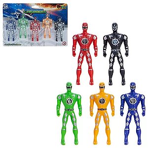 KIT BONECOS RANGERS 5 GUERREIOS FIGURA ACAO LENDARIO FORÇA RANGER ARTICULADO (6