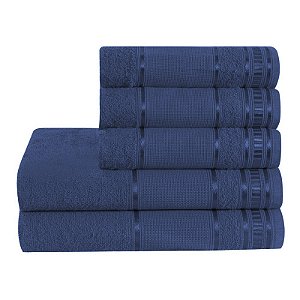 Jogo de toalha de banho 5 peças premium Azul (800PREMIUM5010)