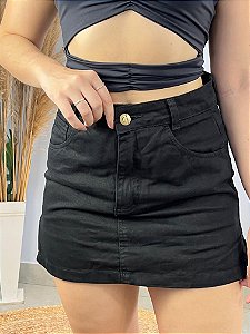 Short Saia Jeans Preto Morrice Slim