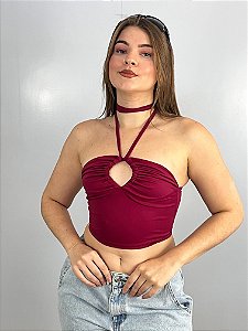 Cropped Poliamida Vinho Blossom