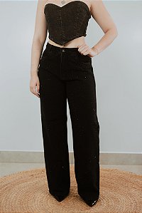 Calça Jeans Preta Strass