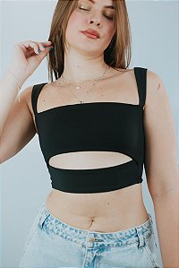 Cropped Poliamida Preto Honey