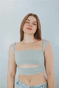 Cropped Poliamida Cinza Honey