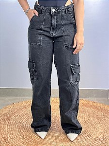 Calça Jeans Cargo Estonada Dama