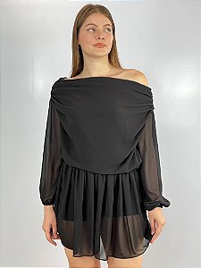 Conjunto Chiffon Preto Perola