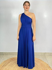 Vestido Longo Poliamida Azul Sara