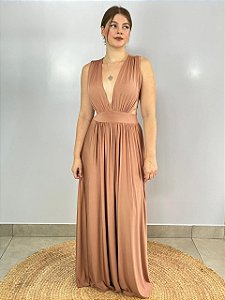 Vestido Longo Poliamida Nude Camila