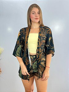 Kimono Azul Marinho\Marrom Valentina