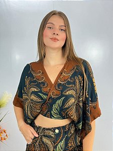 Cropped Morcego Azul Marinho\Marrom Valentina