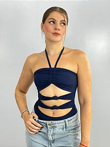 Body Poliamida Mary Azul Marinho