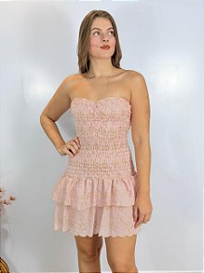 Vestido Curto Elaine Rosa Lastex