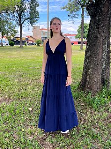 Vestido Longo Rafaela Azul Marinho
