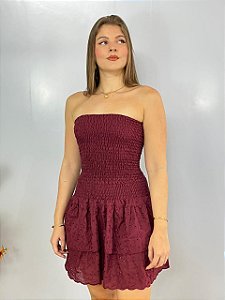 Vestido Curto Elaine Vinho Lastex