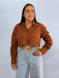 Camisa Cropped Marrom Hee