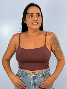 Cropped Poliamida Basic Marrom