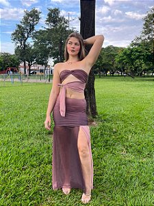 Conjunto Tule Marrom Bruna