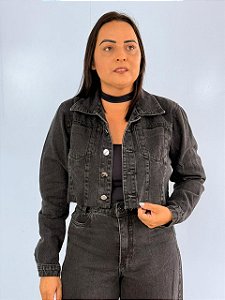 Jaqueta Jeans Cropped Preta