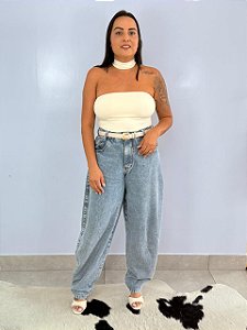 Calça Jeans Balloon Marmorizada