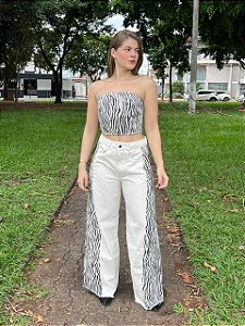 Calça Jeans Wide Leg Zebra