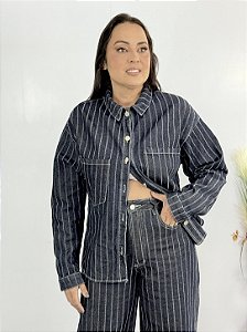 Jaqueta Jeans Risca De Giz