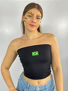 Top Tube Poliamida Brasil Preto
