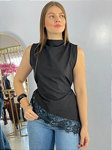 Blusa Camila Renda Preta