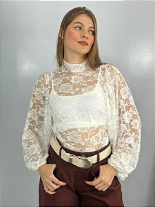 Body Renda Flare Branco