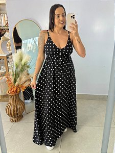Vestido Longo Poa Preto