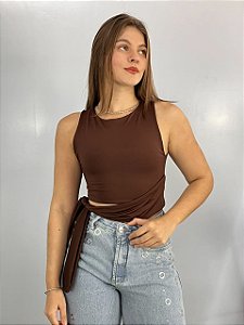 Cropped Poliamida Carla Marrom