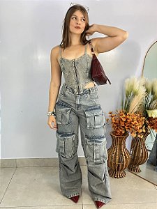 Calça Jeans Dirty Cargo