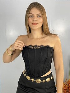 Corset Renda Preto Gringa